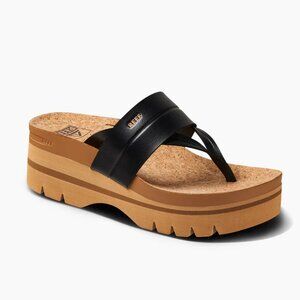 REEF Vista Higher Lennox Platform Thong Comfort Sandal Vegan Leather Black 5